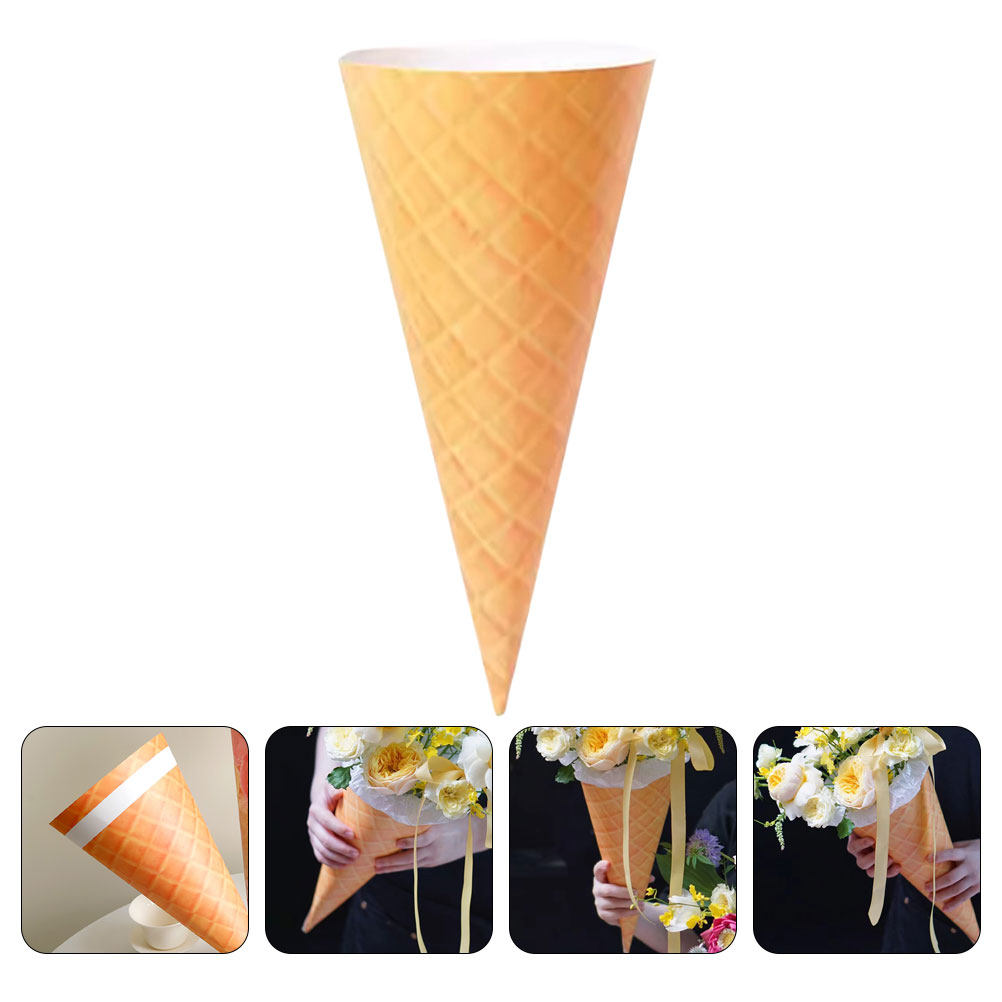 Wedding Floral Supply - 10Pcs Ice Cream Cone Flower Bouquet