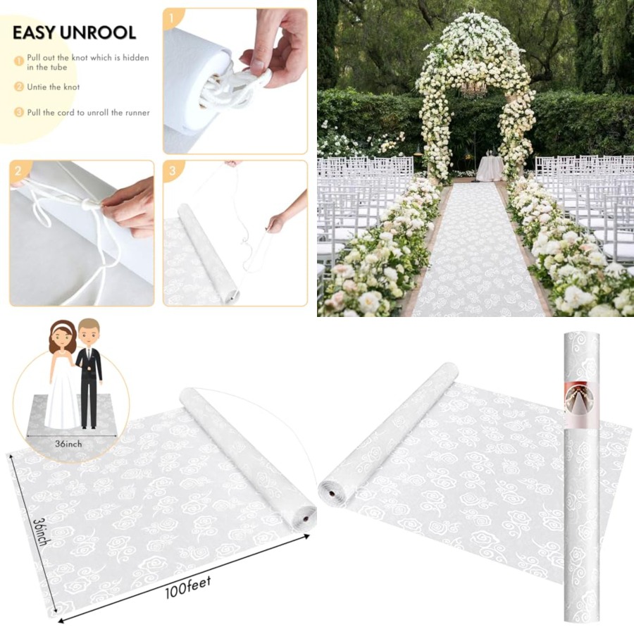 Aisle Runner White - Thickened Aisle Runner for Wedding CeremonyFeet