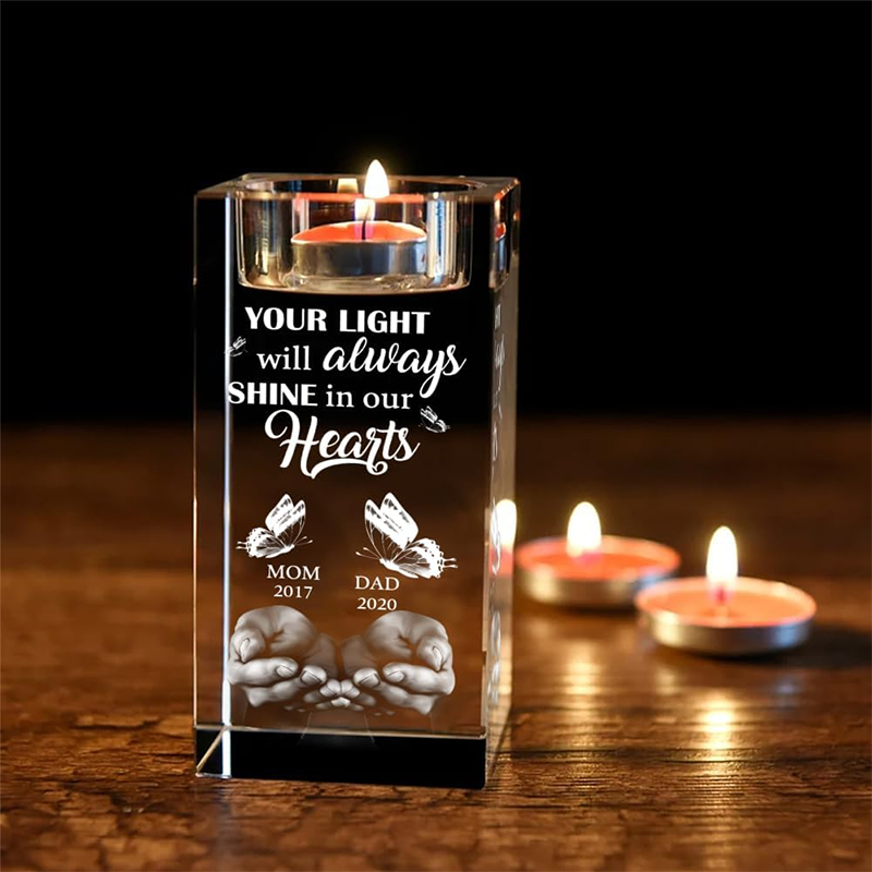 Unity Candle Set - Personalized Photo Crystal Candle Holder Custom