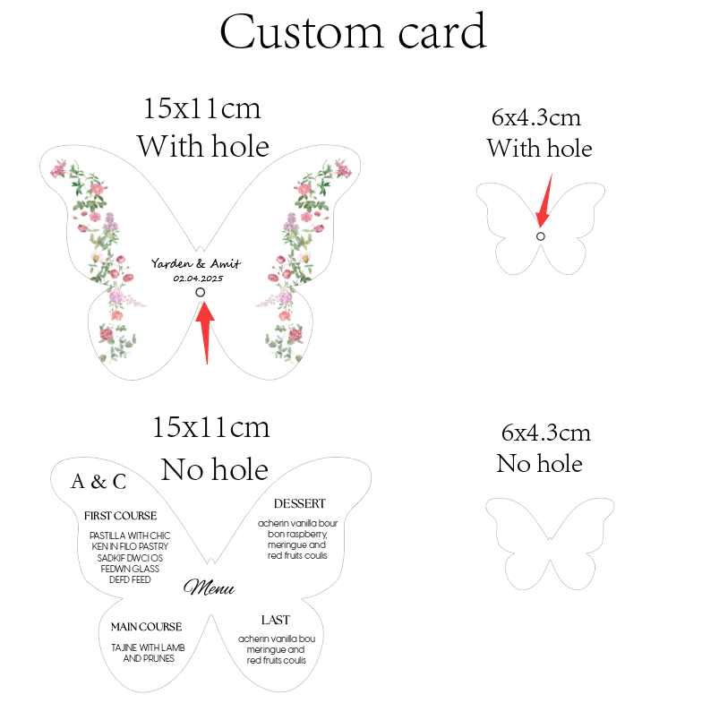 Custom Elegant Butterfly Menu  - Wedding Supply Business review and price