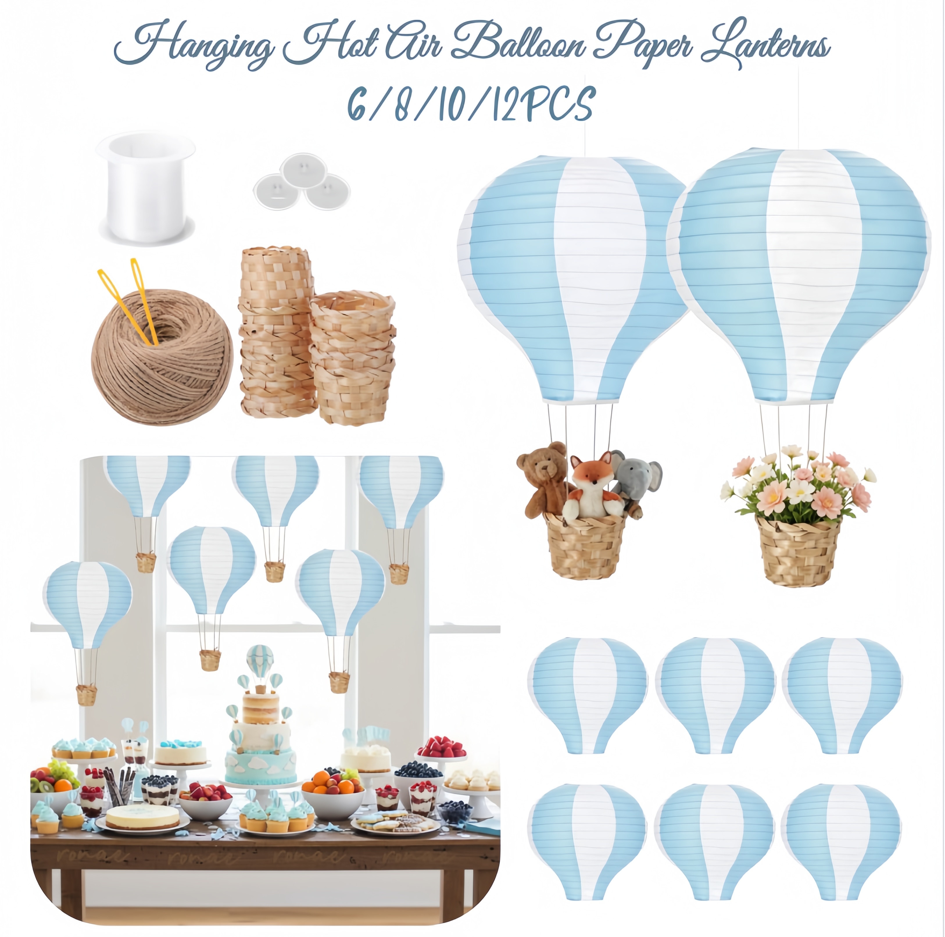 6-12Pcs Hanging Hot Air Balloo - Confetti Balloon Set review and price