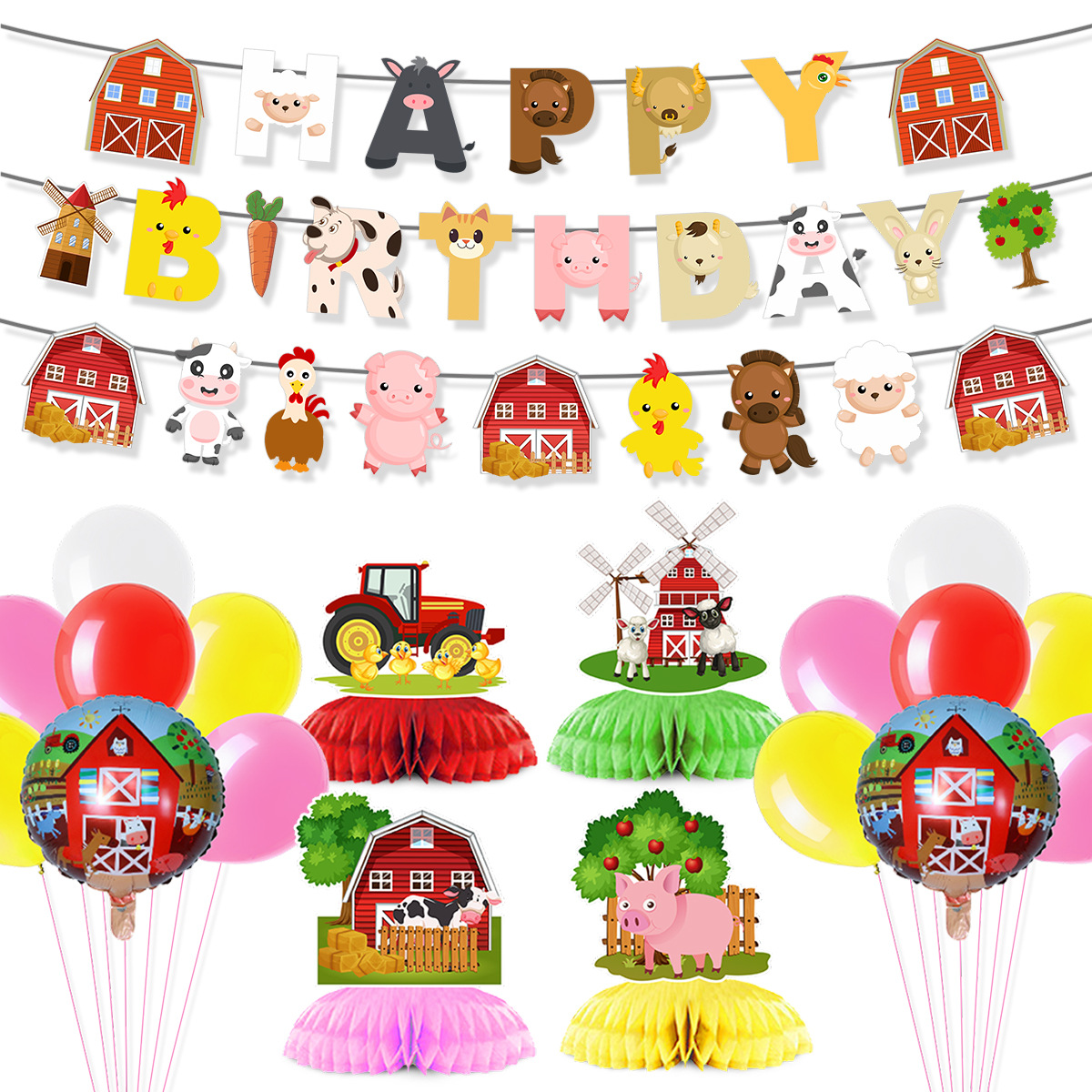 Cartoon Farm Animal Theme Birt - Confetti Balloon Set review and price