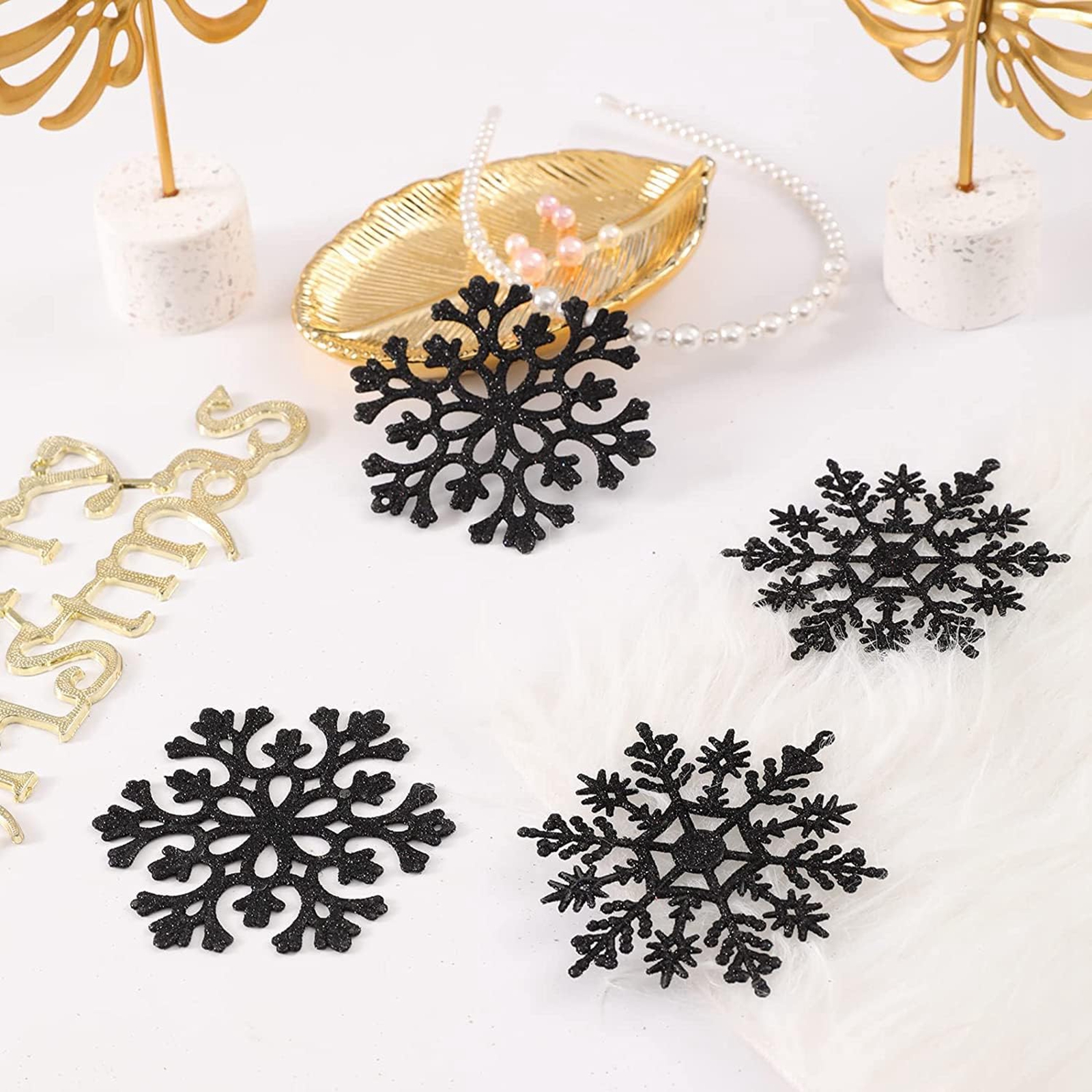 12pcs/set Black Plastic Snowfl - Supply Wedding Venue review and price