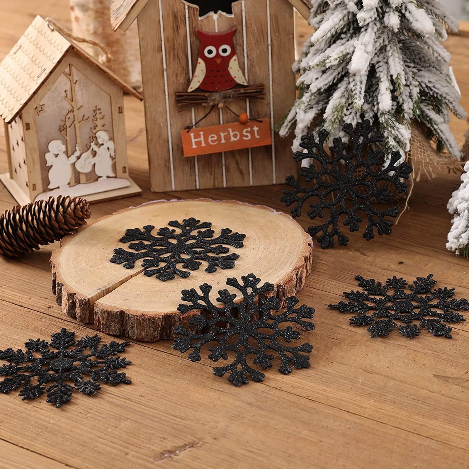 12pcs/set Black Plastic Snowfl - Supply Wedding Venue review and price
