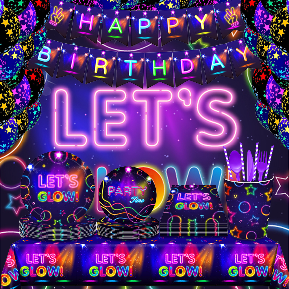 Glow Party Tablecloth Napkins  - Confetti Balloon Set review and price