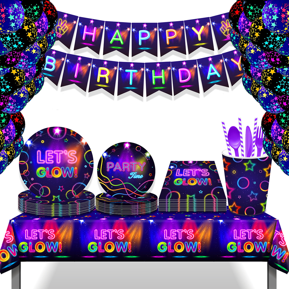 Glow Party Tablecloth Napkins  - Confetti Balloon Set review and price