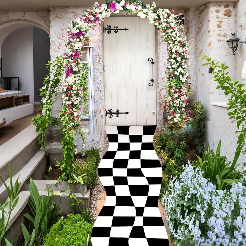VIKAMA Black White Checkered R - Aisle Runner White review and price